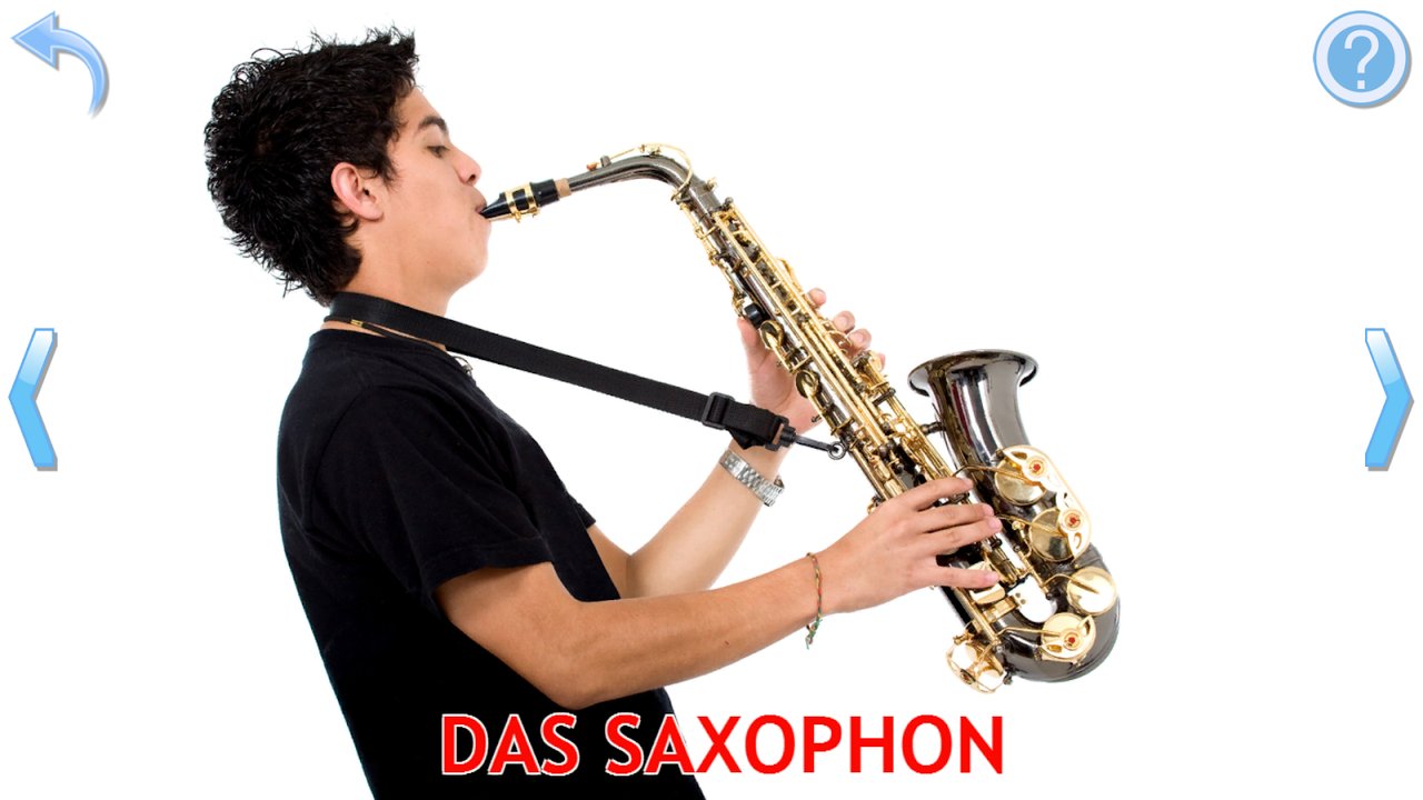 Lernkarte mit einem Saxofon
