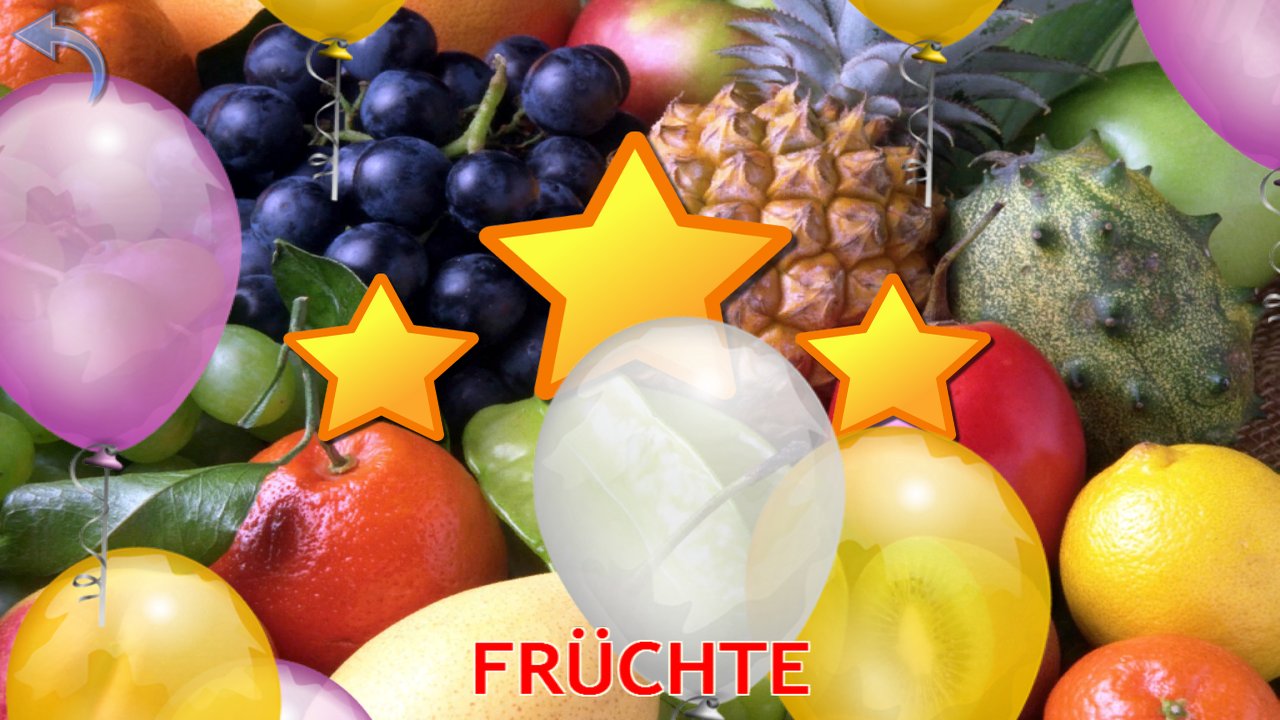 Sterne und Luftballons nach dem Obstquiz