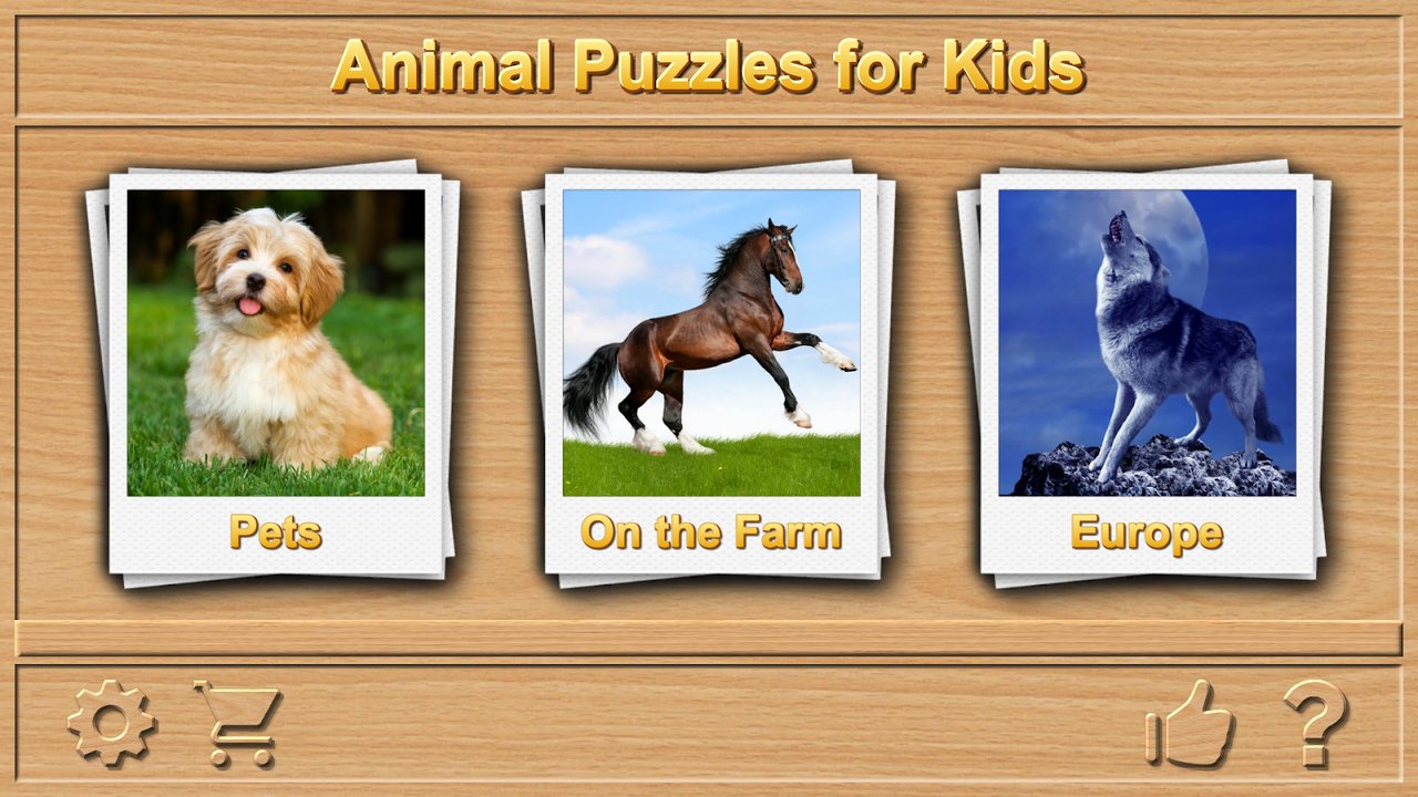 Choosing pet, farm or European wildlife puzzles