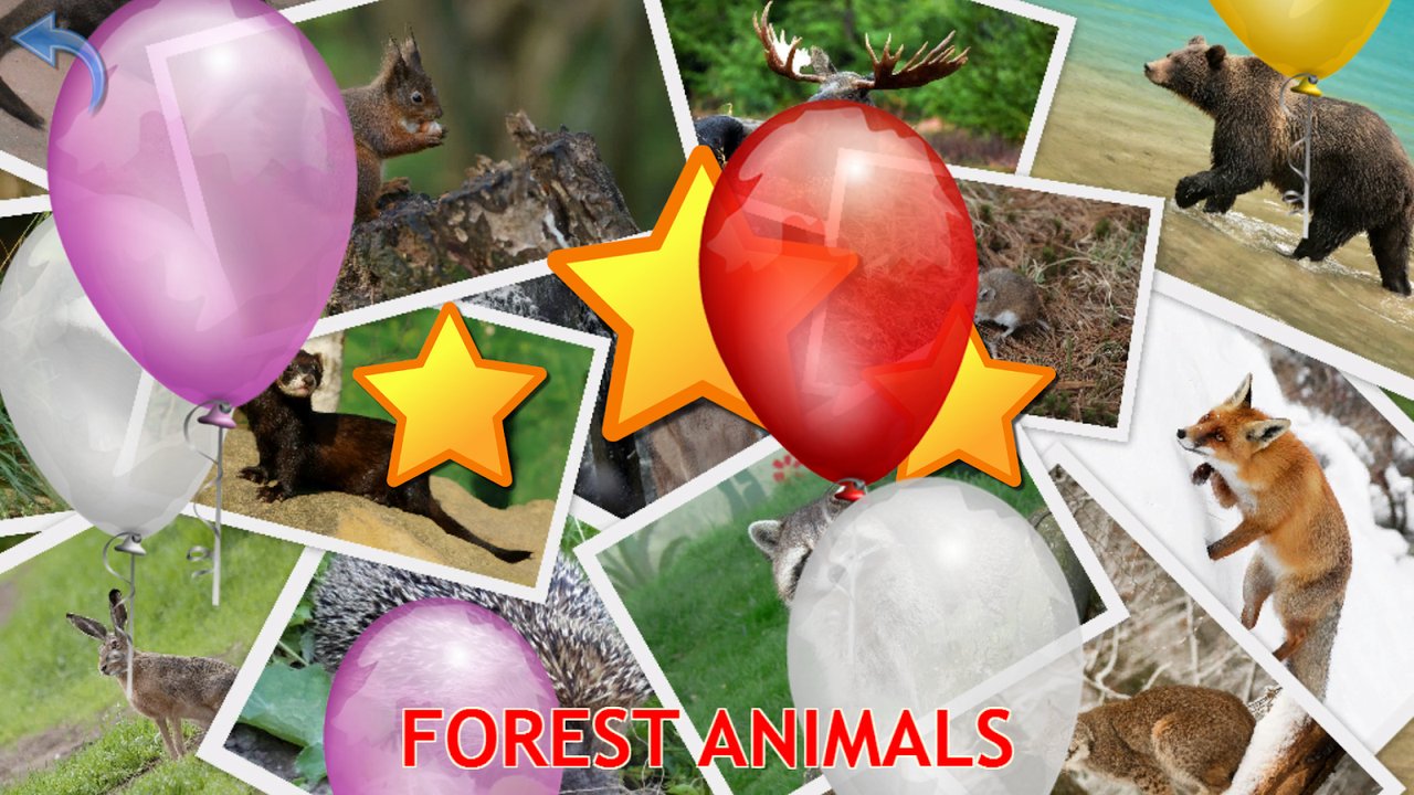 Stars and balloons awarded after the forest animals quiz