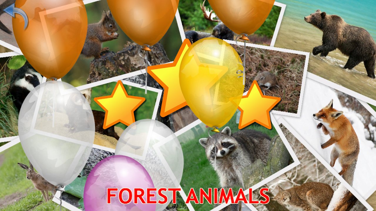 Stars and balloons awarded after the forest animals quiz