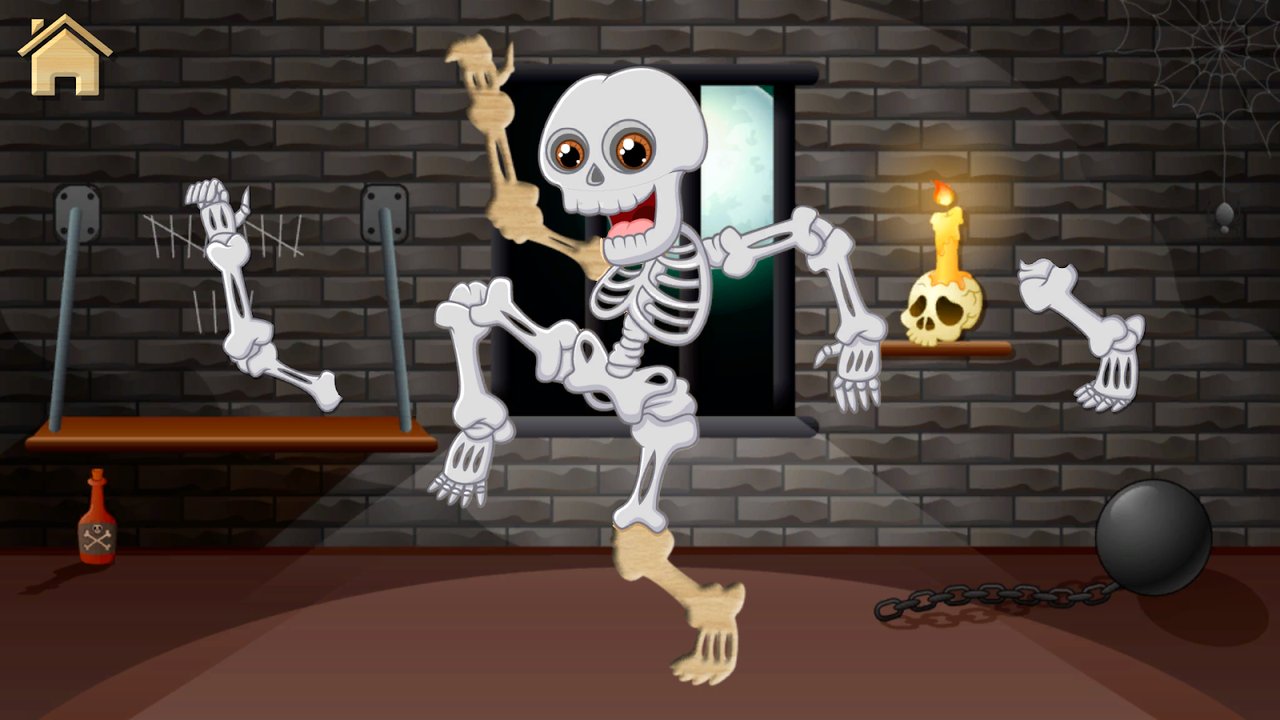 Assembling a cheerful skeleton in an old castle