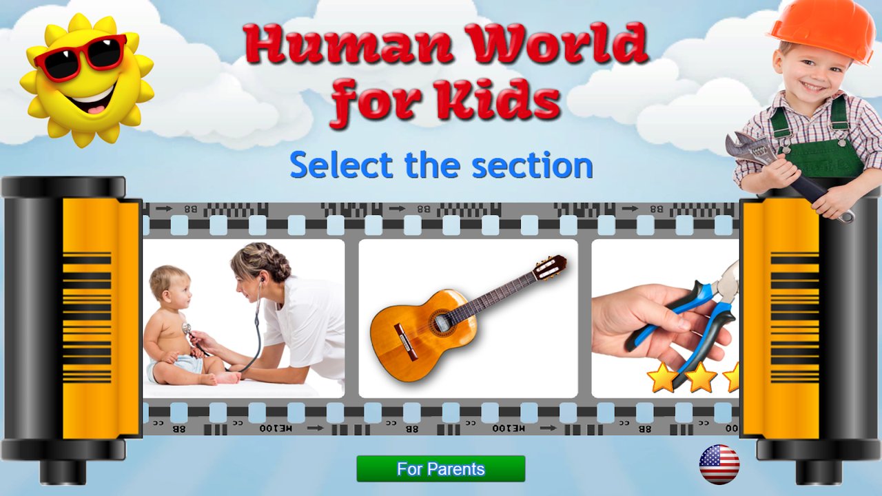 Section selection with professions, musical instruments and tools