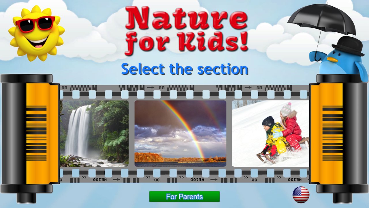 Section selection with a waterfall, rainbow and winter photograph