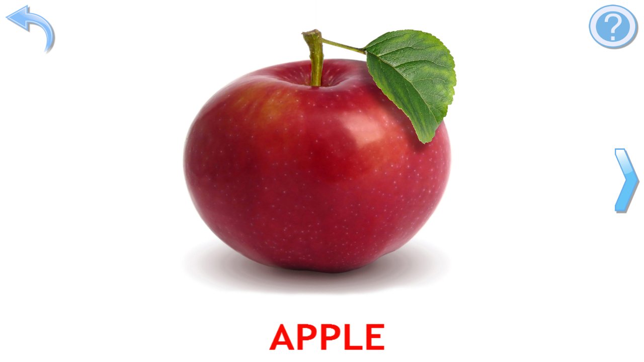 Real photograph flashcard teaching the word apple