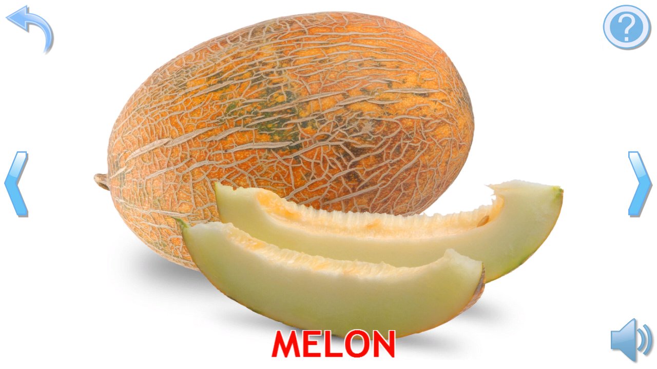 Real photograph flashcard teaching the word melon