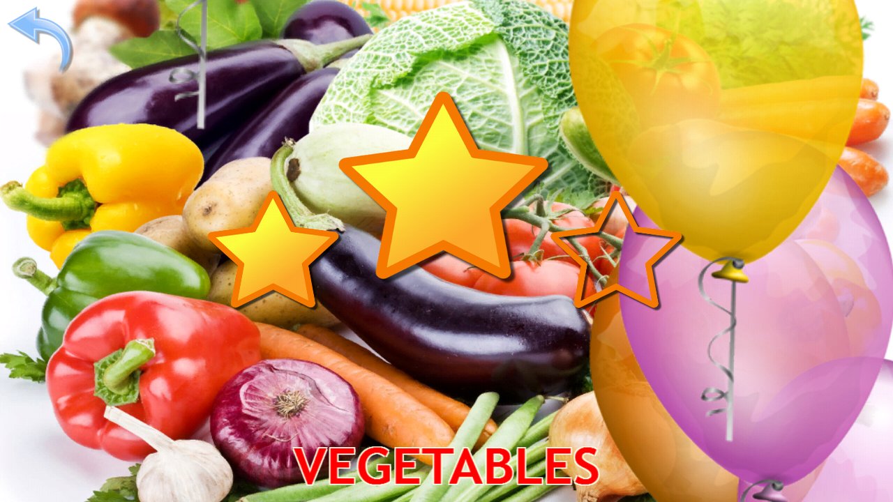 Stars and balloons awarded after the vegetable quiz