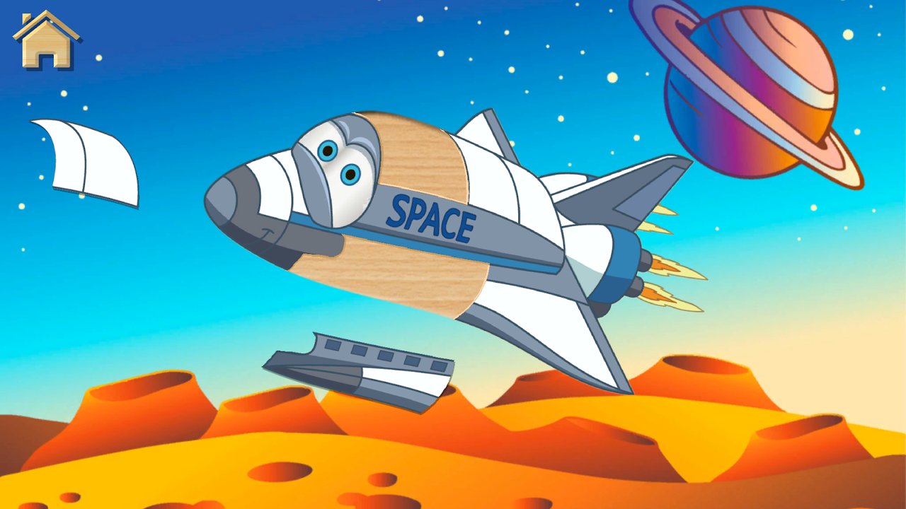 Montando el puzzle de un transbordador espacial sobre un planeta lejano