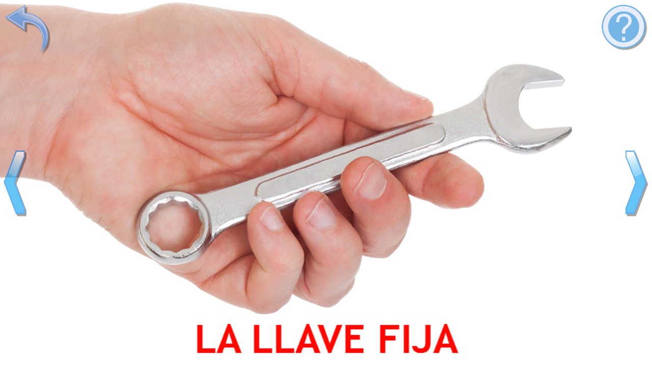 Tarjeta de aprendizaje con una llave fija sostenida en la mano