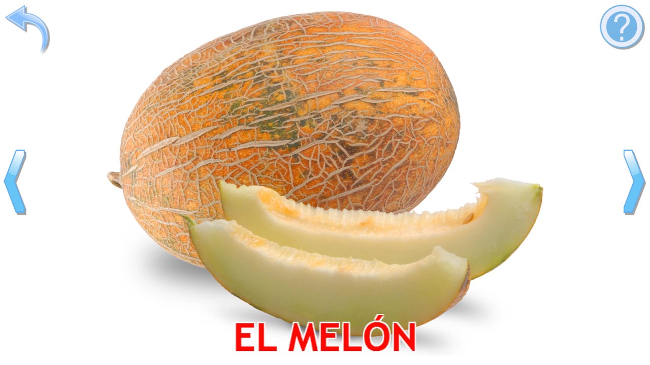 Tarjeta de aprendizaje con la fotografía de un melón partido