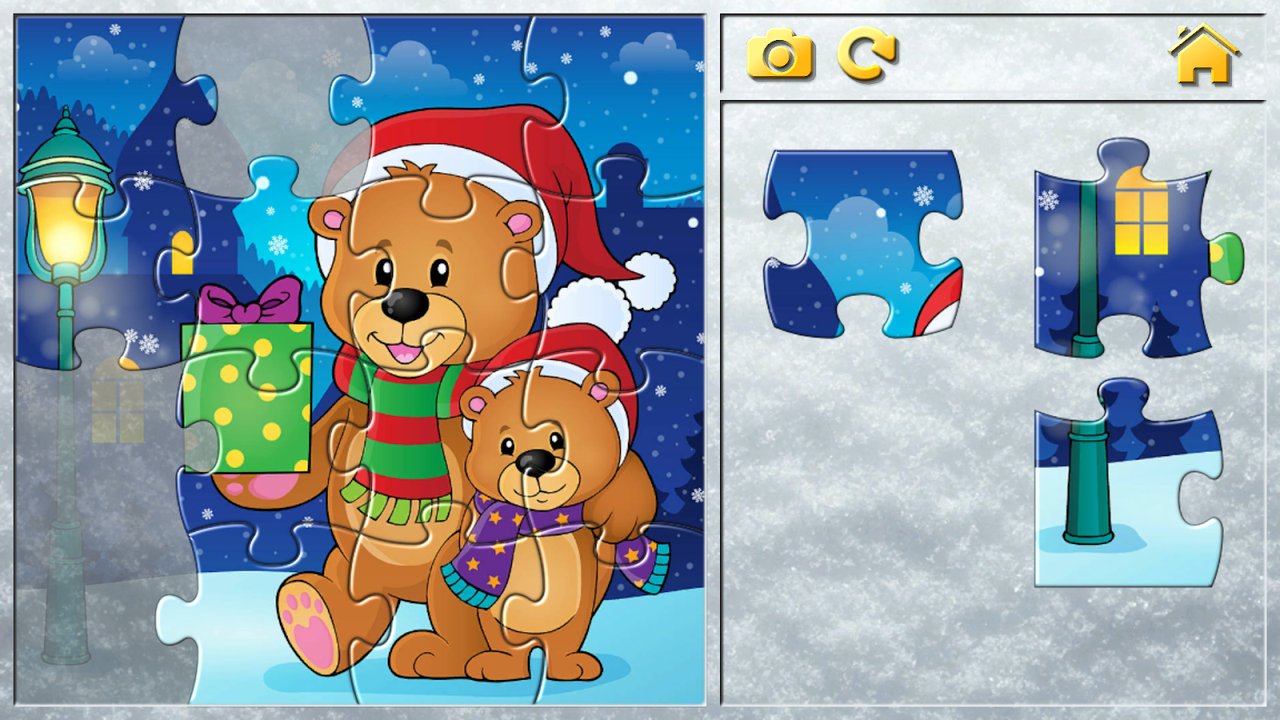 Puzzle de deux oursons en peluche avec un cadeau