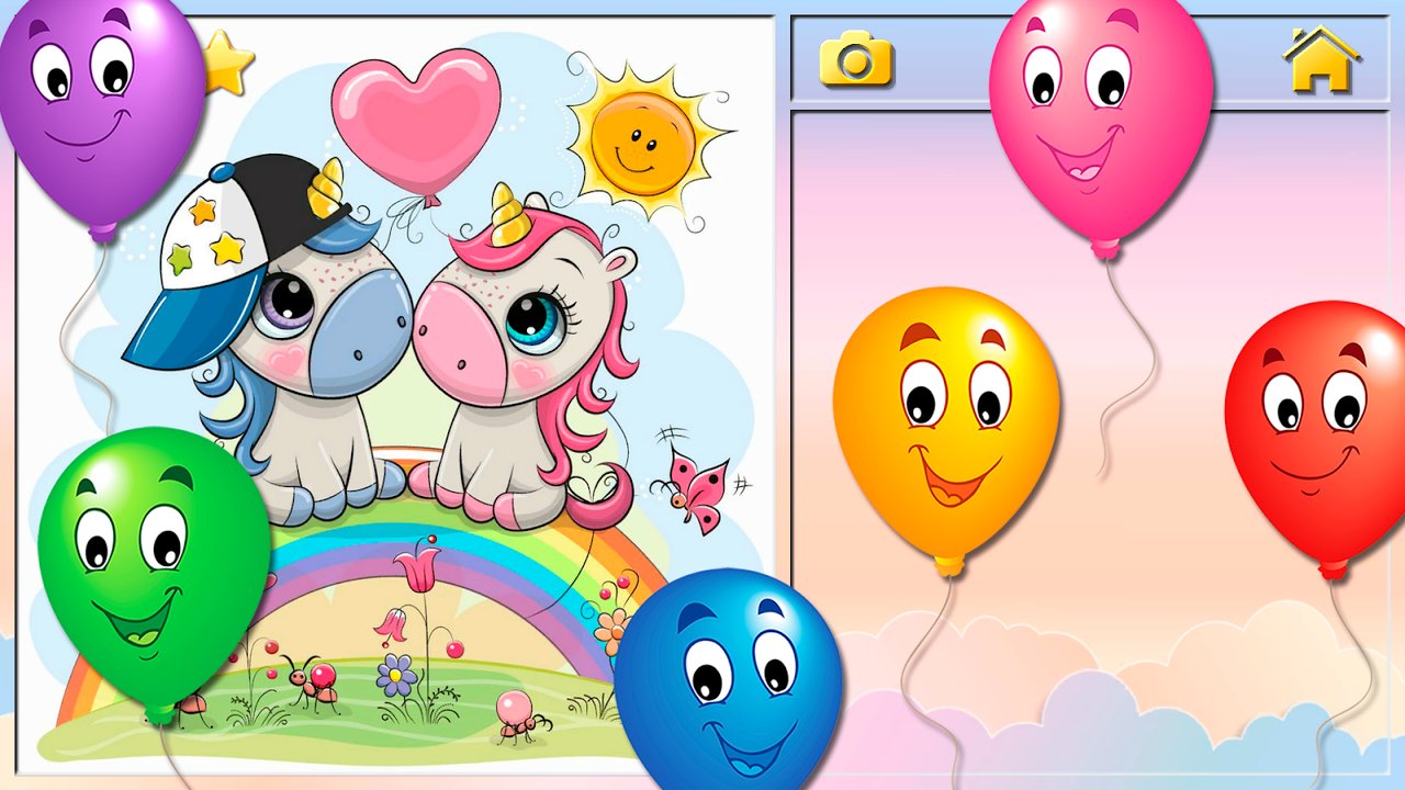 Récompense en ballons après le puzzle de la licorne