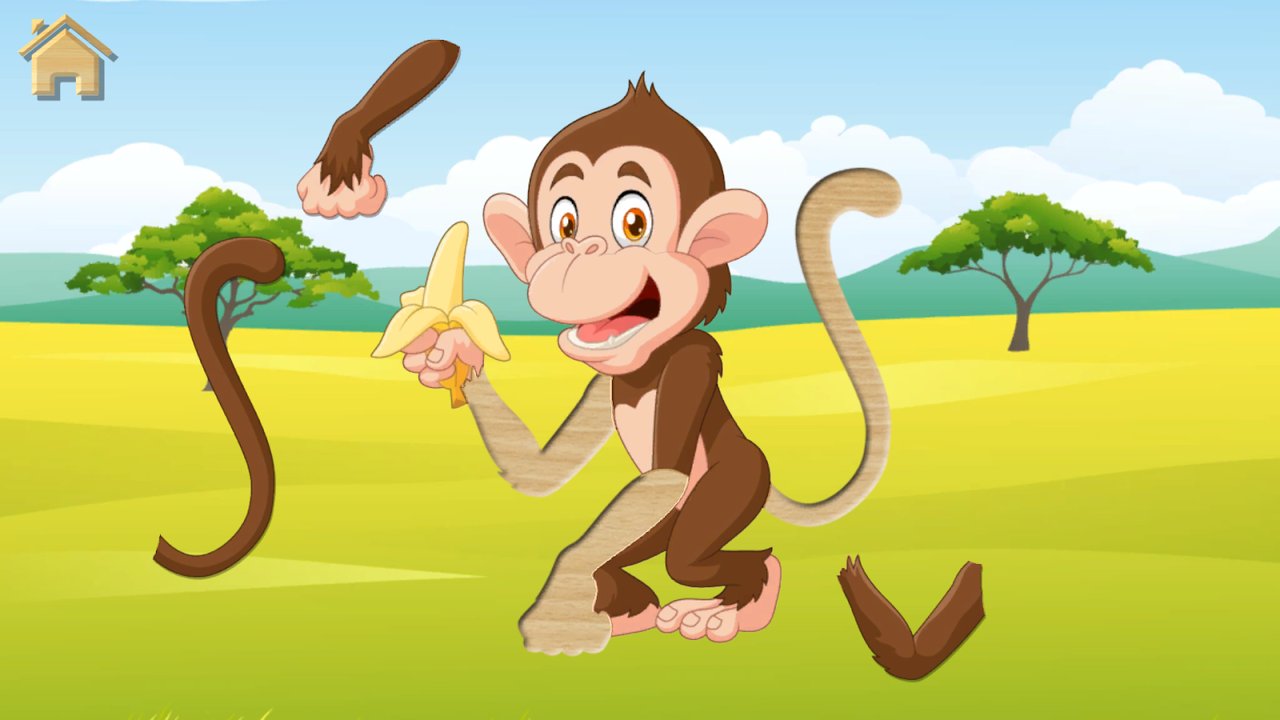 Puzzle du singe en cours d’assemblage avec une banane