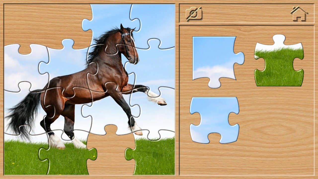 Układanie puzzli ze zdjęciem konia
